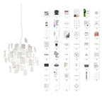 Carnet Suspension en Papier et Métal – suspension blanche et planche de cartes imprimées en noir et blanc, modèle 2