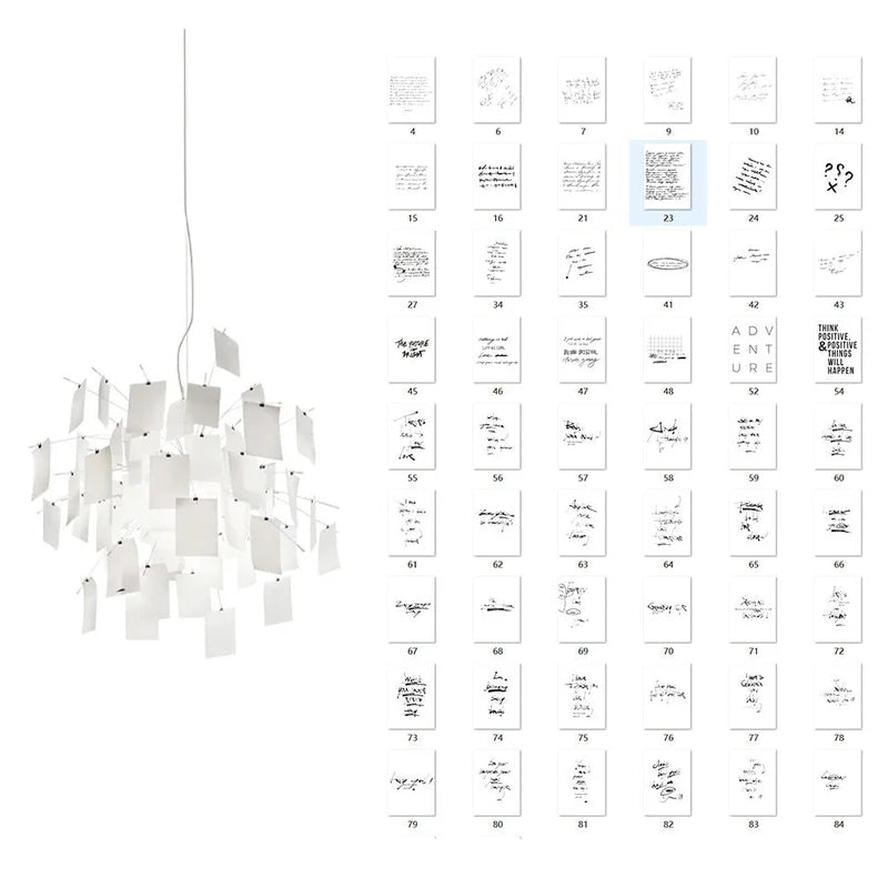 Carnet Suspension en Papier et Métal – suspension blanche et planche de cartes de texte, modèle 2