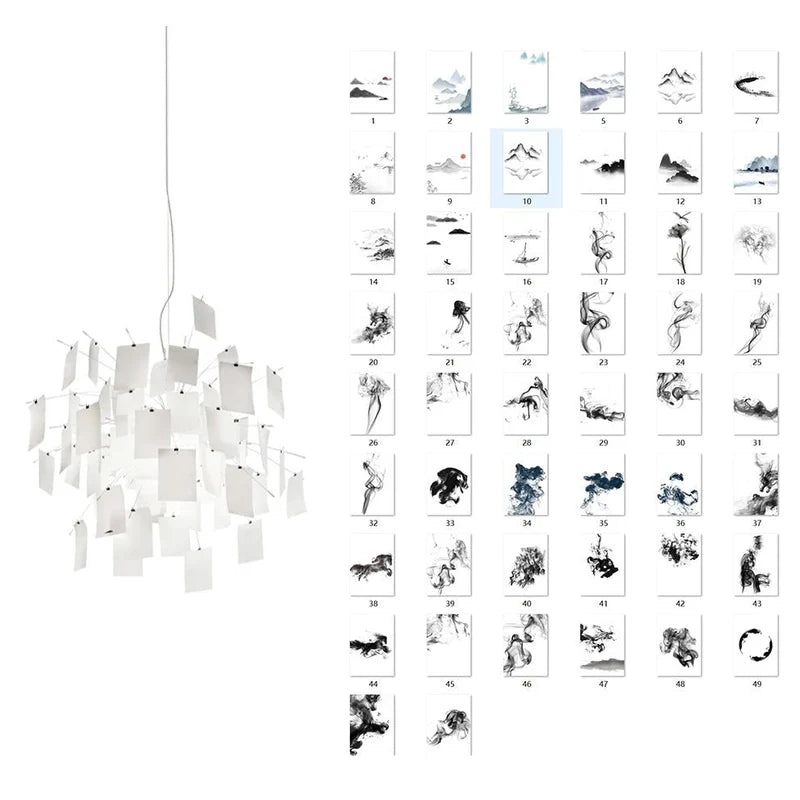 Carnet Suspension en Papier et Métal – suspension blanche et planche de cartes à taches d'encre