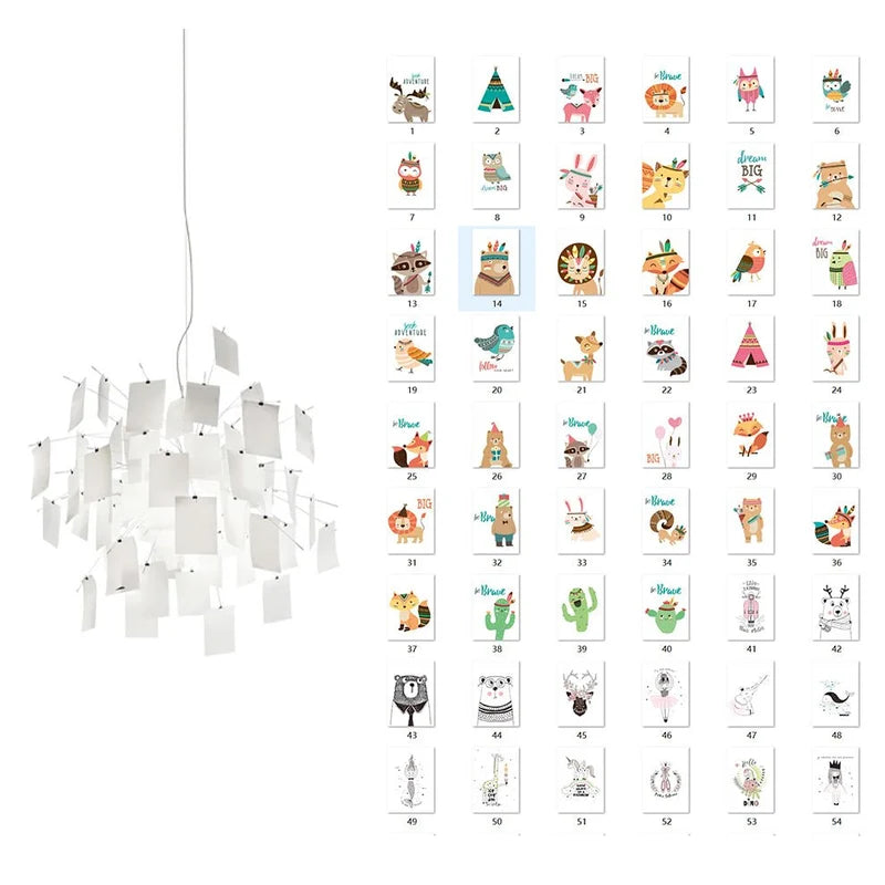 Carnet Suspension en Papier et Métal – suspension blanche et planche de cartes illustrées en couleurs