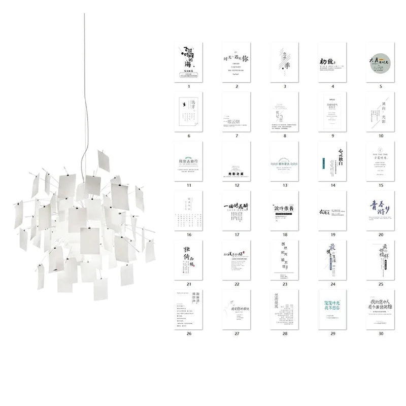 Carnet Suspension en Papier et Métal – suspension blanche et planche de cartes à schémas