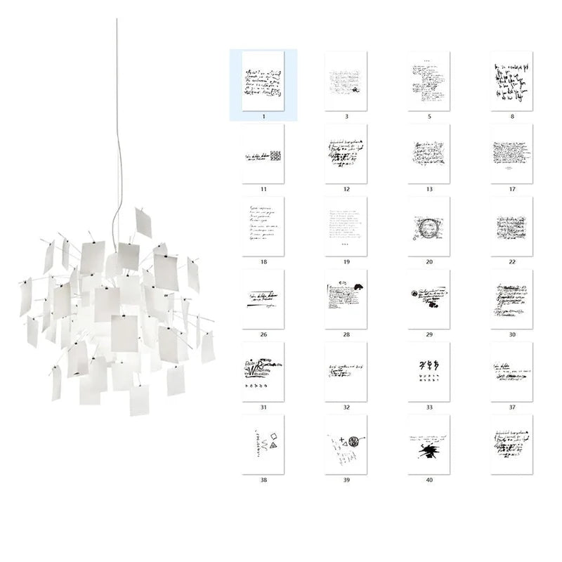 Carnet Suspension en Papier et Métal – suspension blanche et planche de cartes de texte, modèle 3