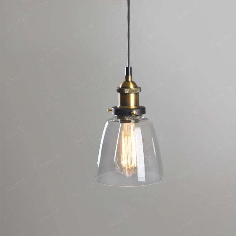 Calia Suspension Cloche en Verre, Douille Laiton – Transparent
