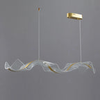 Onde Suspension LED Linéaire en Aluminium – ruban transparent suspendu, vue de côté