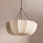 Brume Suspension en Tissu Plissé – vue de côté de l'abat-jour en tissu beige