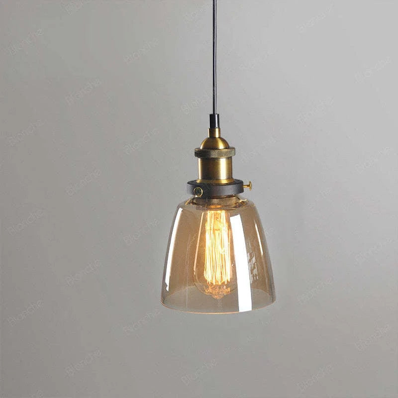 Calia Suspension Cloche en Verre, Douille Laiton – Ambré