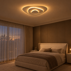 Dune Plafonnier LED Triangulaire – dans une chambre en lumière du soir