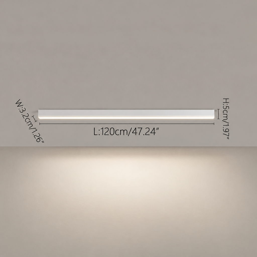 Rayon Plafonnier LED Linéaire – schéma coté du plafonnier blanc