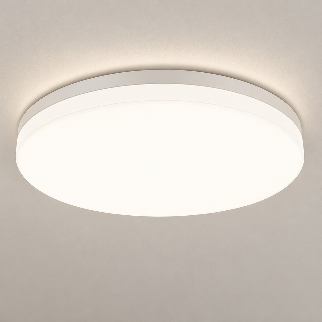Opale Plafonnier LED Extra-Plat – plafonnier LED rond blanc, vue de côté