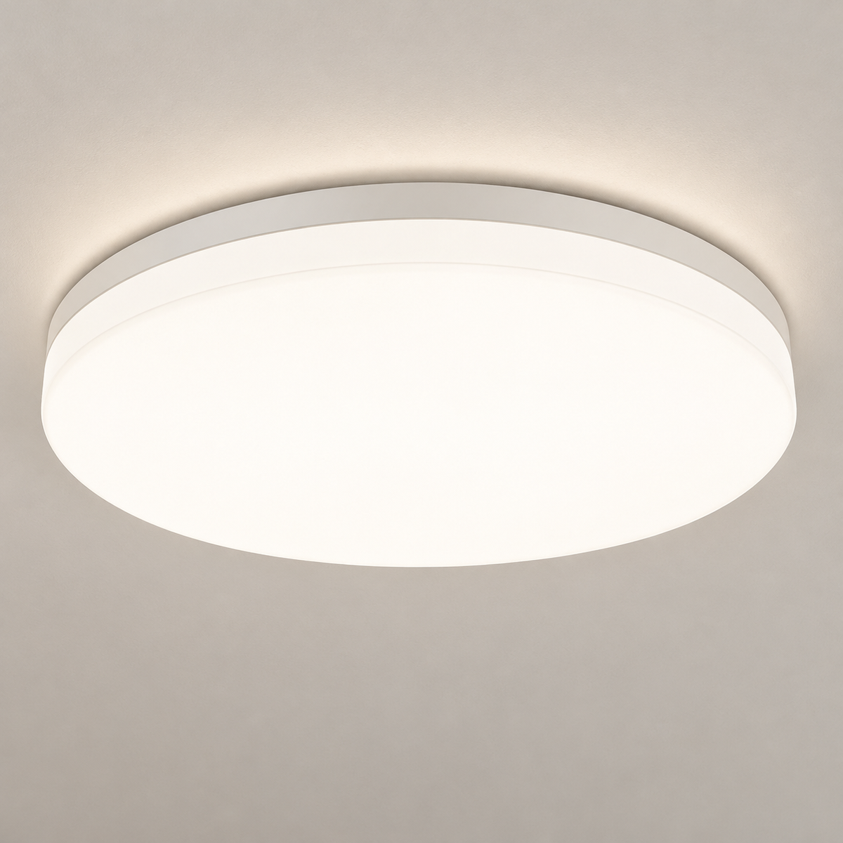 Opale Plafonnier LED Extra-Plat – plafonnier LED rond blanc, vue de côté
