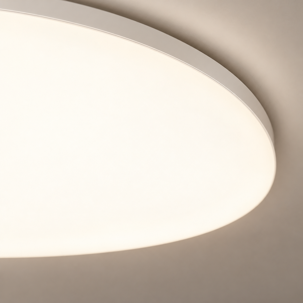 Opale Plafonnier LED Extra-Plat – plafonnier allumé, lumière blanche chaude