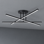 Croisée Plafonnier LED en Aluminium – barres LED noires croisées, vue de face
