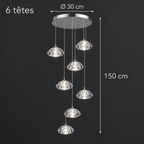 Aurore Suspension en Cristal pour Escalier – 6 têtes