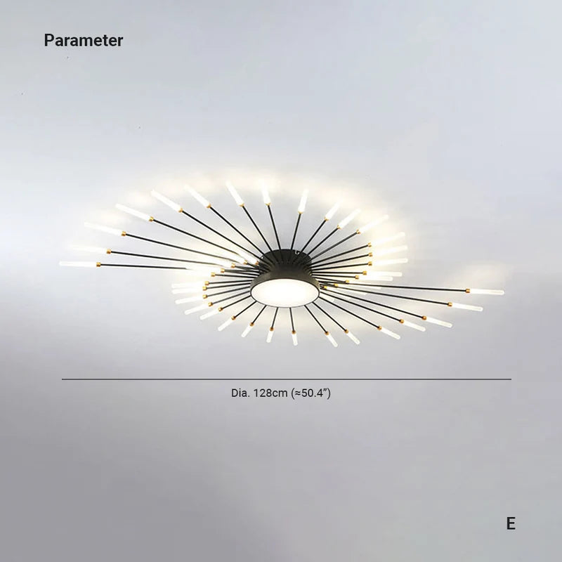 Éclat Plafonnier LED Étoilé – schéma coté de la version noire