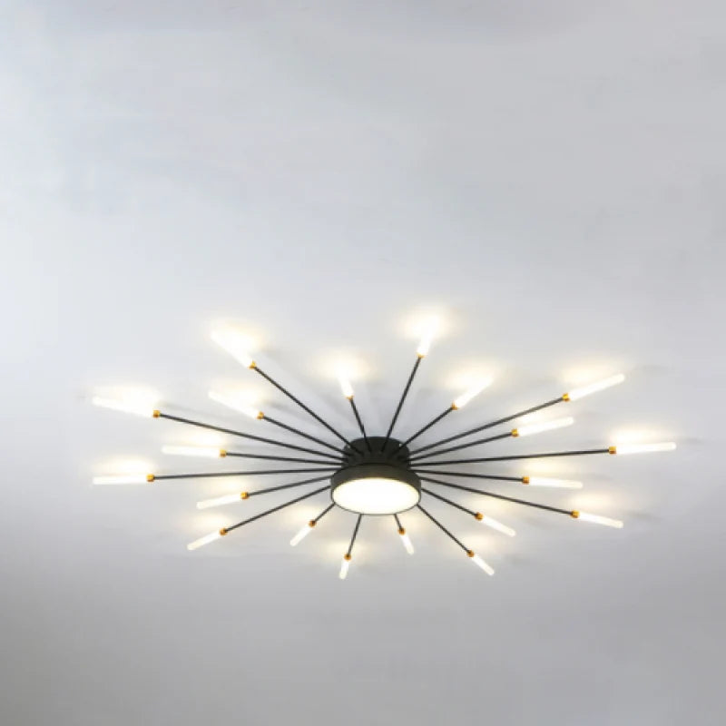 Éclat Plafonnier LED Étoilé – version noire allumée sur fond gris