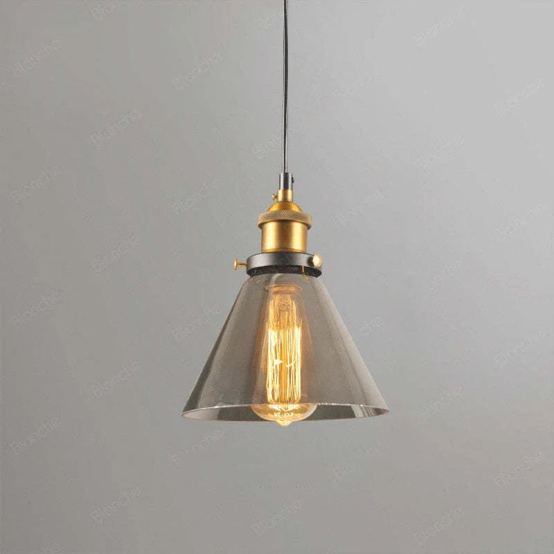 Elvane Suspension Cône en Verre, Douille Laiton – Ambré