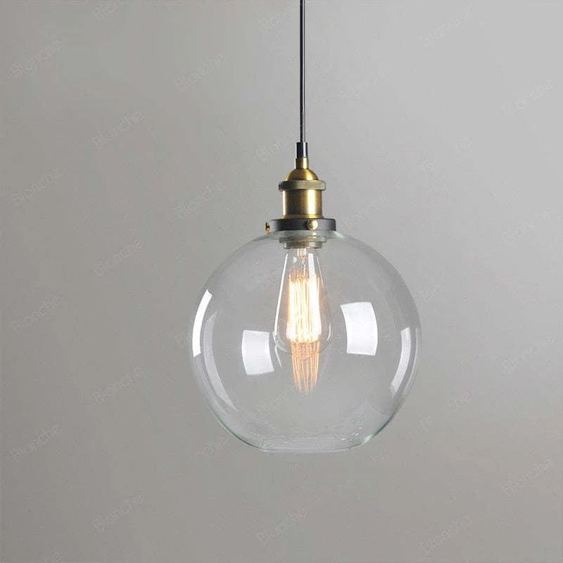 Orvane Suspension Globe en Verre, Douille Laiton – Transparent