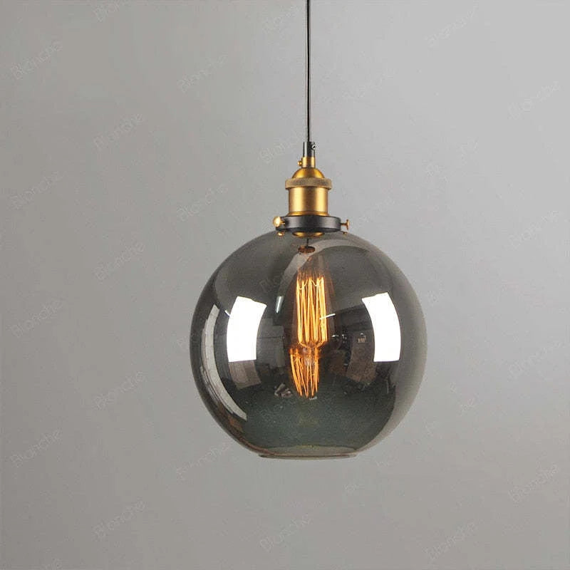 Orvane Suspension Globe en Verre, Douille Laiton – Fumé