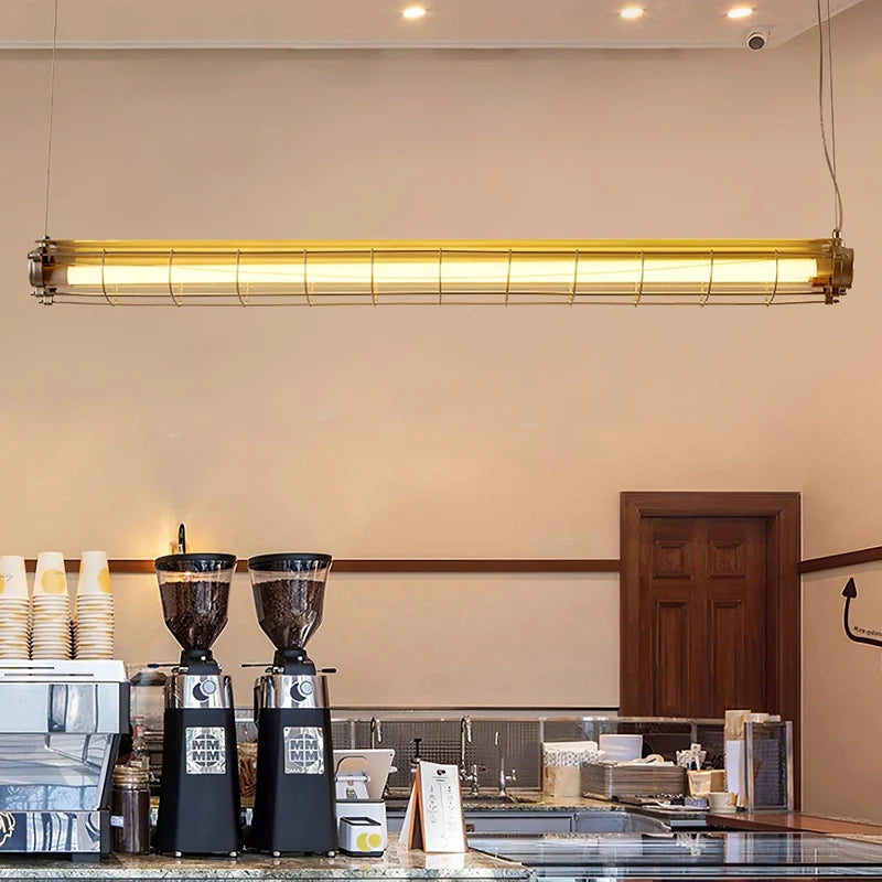 Tubia Suspension Tube en Verre Style Industriel – tube allumé au-dessus de moulins à café