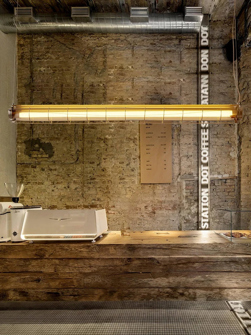 Tubia Suspension Tube en Verre Style Industriel – tube au-dessus d'un comptoir de café