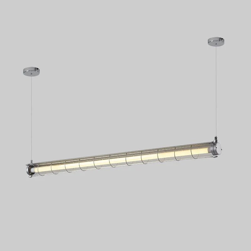 Tubia Suspension Tube en Verre Style Industriel – version argentée suspendue par fils
