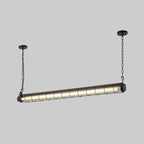 Tubia Suspension Tube en Verre Style Industriel – version noire suspendue par chaînes