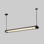 Tubia Suspension Tube en Verre Style Industriel – version noire allumée, vue de face