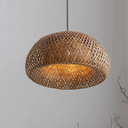 Domera Suspension Dôme en Bambou Tressé – dôme de bambou allumé sur fond gris