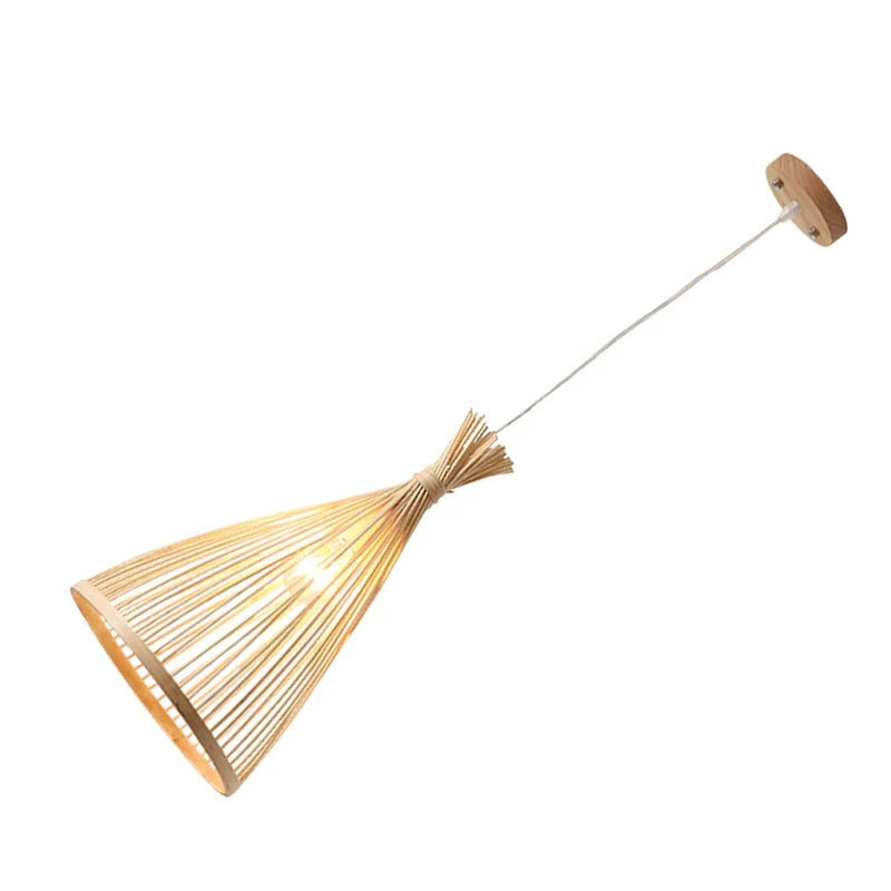 Conela Suspension Cône en Bambou Tressé – abat-jour conique vu de dessous et de côté