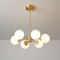 Sidera Lustre Sputnik en Laiton et Globes Opale – 6 lumières, Ø 70 cm, H 32 cm