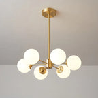 Sidera Lustre Sputnik en Laiton et Globes Opale – 6 lumières, Ø 70 cm, H 32 cm