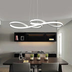 Fluva Suspension Ruban LED Minimaliste – ruban LED blanc dans une salle à manger avec étagère noire