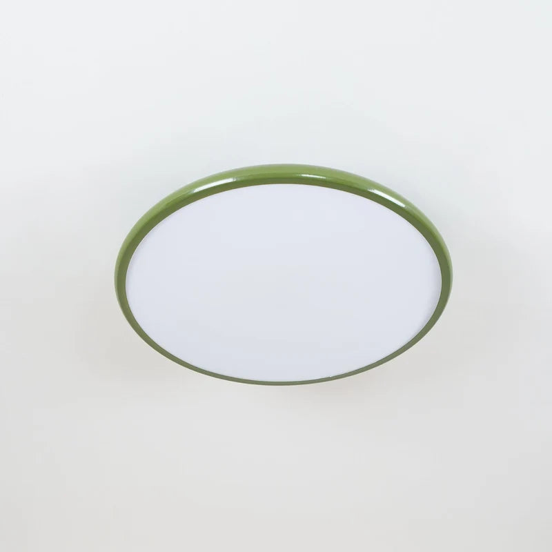 Médaillon Plafonnier LED Rond – disque vert vu de dessous, diffuseur blanc