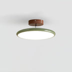 Médaillon Plafonnier LED Rond – disque vert à fixation brune sur fond clair