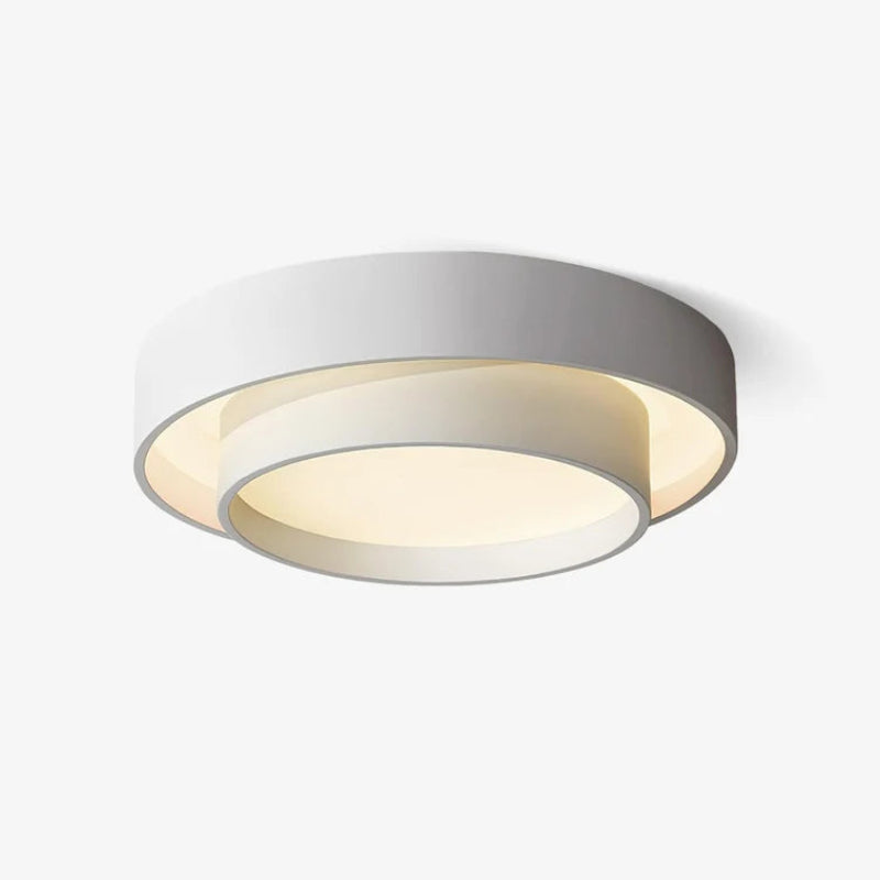 Duo Plafonnier LED Double Cercle – plafonnier à double cercle blanc, vue de dessous