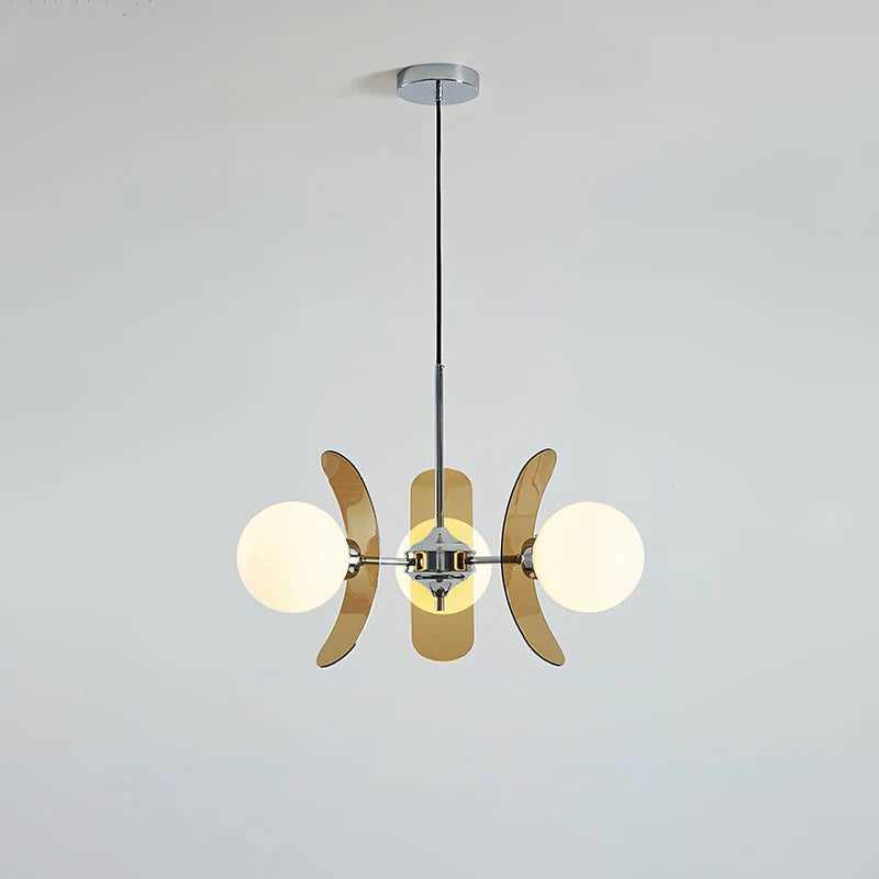 Floria Lustre Pétales et Globes, Style Bauhaus – 3 globes · Ø 60 × H 40 cm, Brun foncé