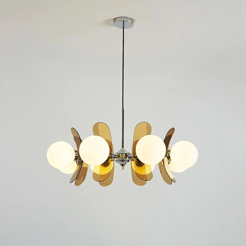 Floria Lustre Pétales et Globes, Style Bauhaus – version à pétales ambrés, grand format
