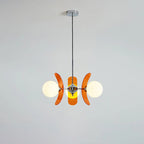Floria Lustre Pétales et Globes, Style Bauhaus – version à pétales orange allumée