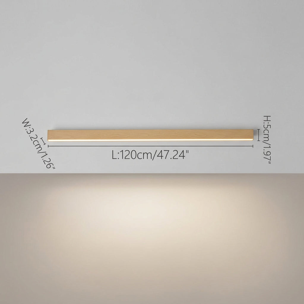 Rayon Plafonnier LED Linéaire – Bois clair, 120 cm