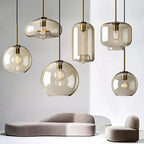 Ambra Suspension en Verre Ambré, 5 Formes au Choix – suspensions en verre ambré sur fond clair