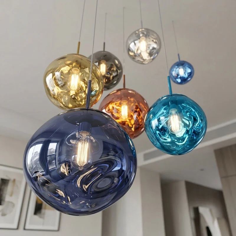 Lavane Suspension Globe en Verre Fondu Irrégulier – Bleu nuit, 4500 K