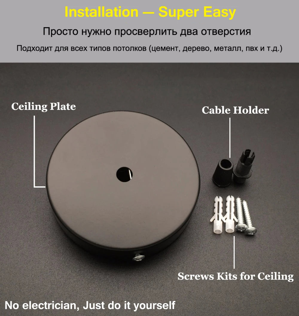 Platine de Plafond 3 Sorties, Ronde ou Linéaire – détail de la platine de fixation et du serre-câble