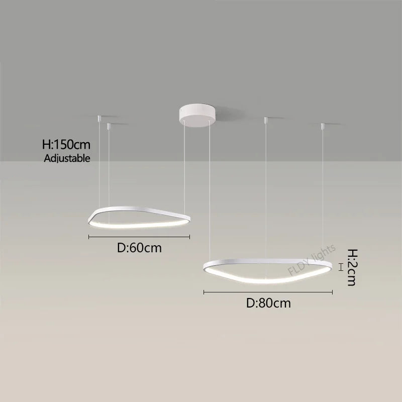Orbite Duo Lustre 2 Anneaux LED Moderne – Blanc