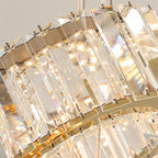 Saturne Lustre Anneaux en Cristal Moderne – gros plan des prismes de cristal