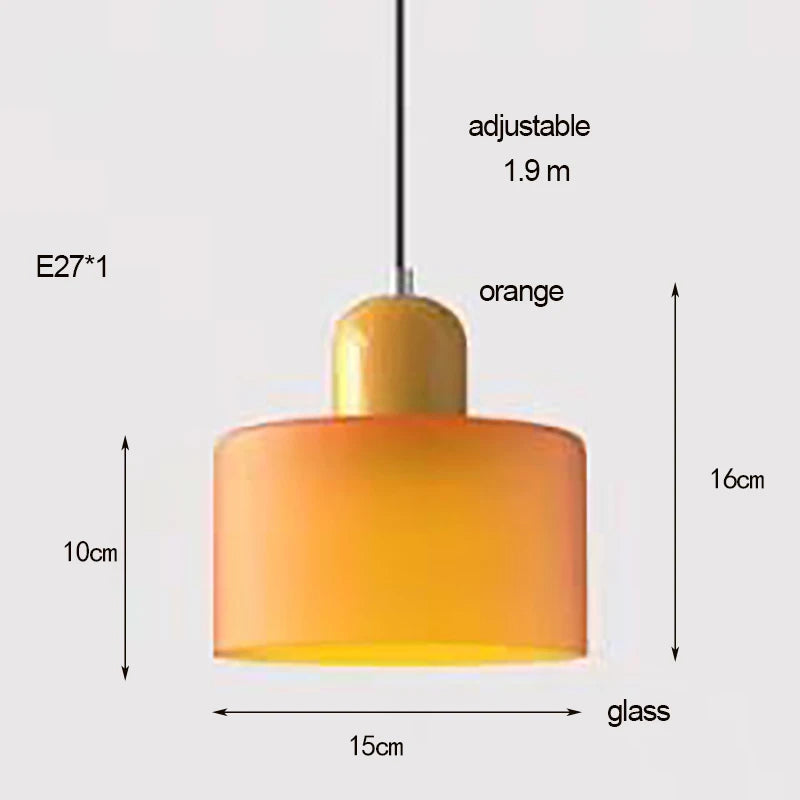 Dolia Suspension en Verre Teinté – Orange, capuchon assorti