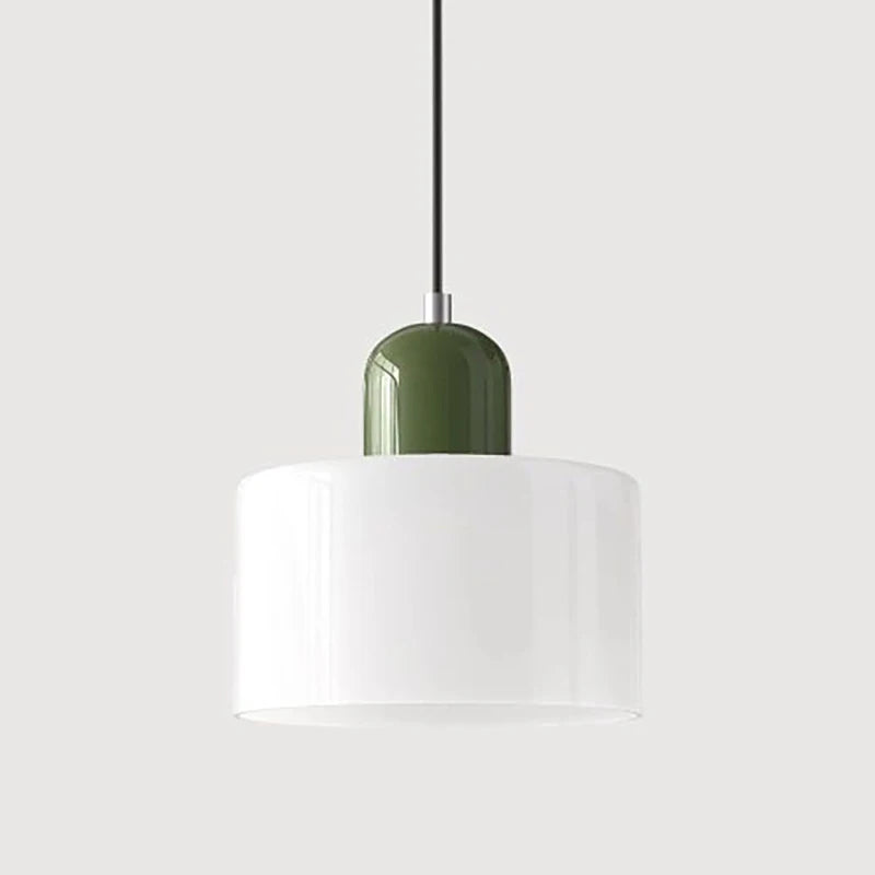 Dolia Suspension en Verre Teinté – Blanc, capuchon vert