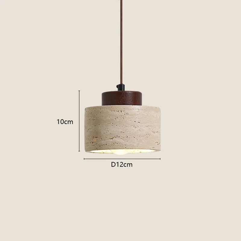 Travertin Suspension en Pierre Naturelle – Court, 10 cm, Bois foncé