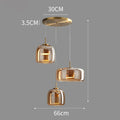 Trilia Suspension Trio en Verre, Ambré ou Fumé, sur Platine Ronde – Ambré, Blanc chaud