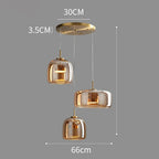 Trilia Suspension Trio en Verre, Ambré ou Fumé, sur Platine Ronde – Ambré, Blanc chaud