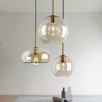 Ambra Suspension en Verre Ambré, 5 Formes au Choix – groupe de suspensions en verre ambré de formes différentes